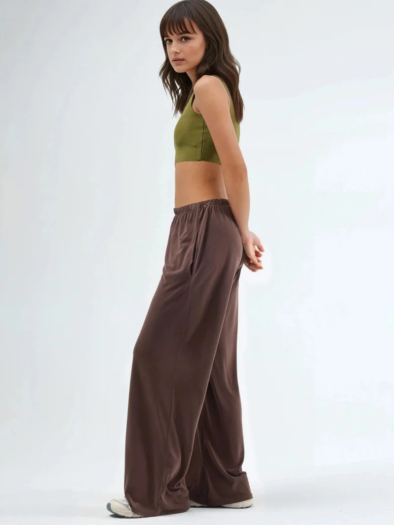 بوسيم BUSEM Elastic Waist Straight Leg Modal Pants